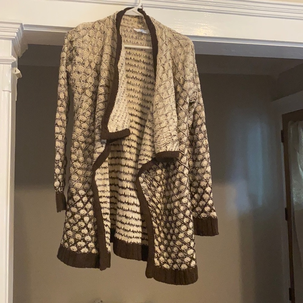 Cream and brown sweater